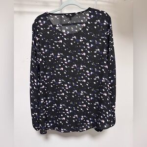 Apt 9 Women’s Black Floral Dot Long-Sleeve Blouse